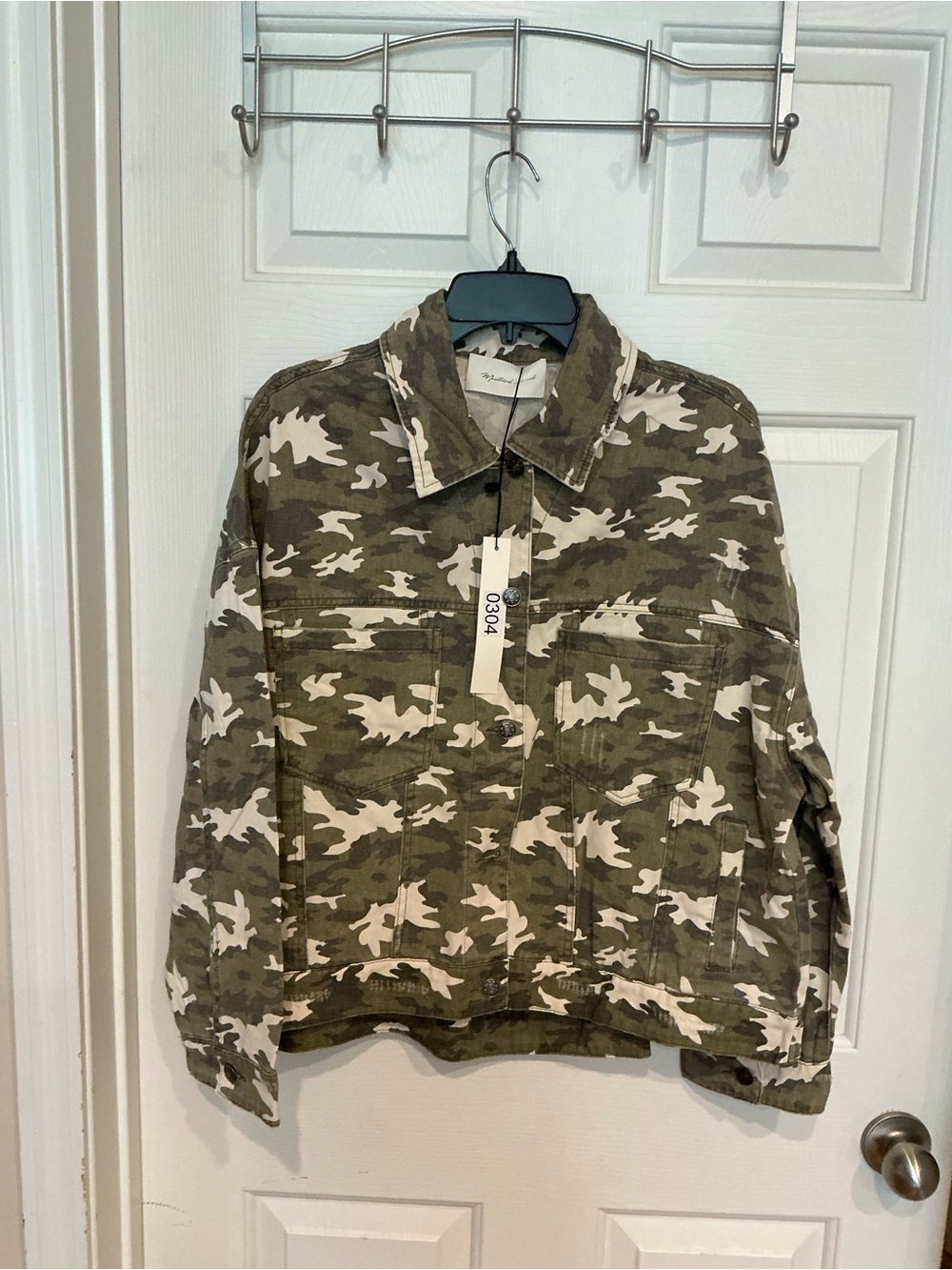 Mustard Seed Olive & Cream Camo Jean Jacket